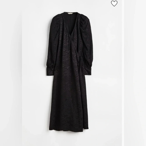 H&M Wrap Sateen Long Sleeve Dress Small NWT 100% Viscose - Picture 1 of 15